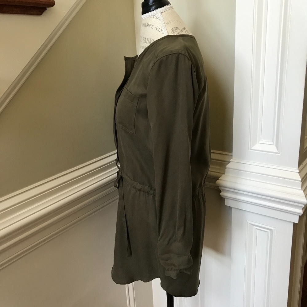 Michael Stars Shirt Dress XS Green Long Sleeve - Picture 10 of 13